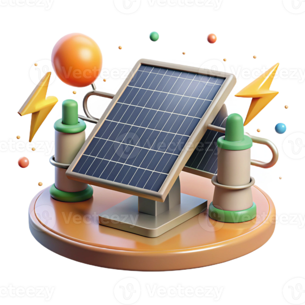 serene artistic Solar Panel and Power Lines Isolated for Energy Infrastructure original png