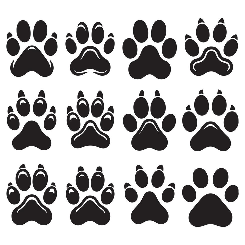 Dog Paw Print Set Simple and Editable Graphics vector