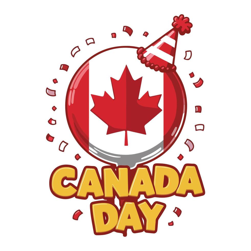 Festive Canada Day Balloon Illustration with Bold Typography vector