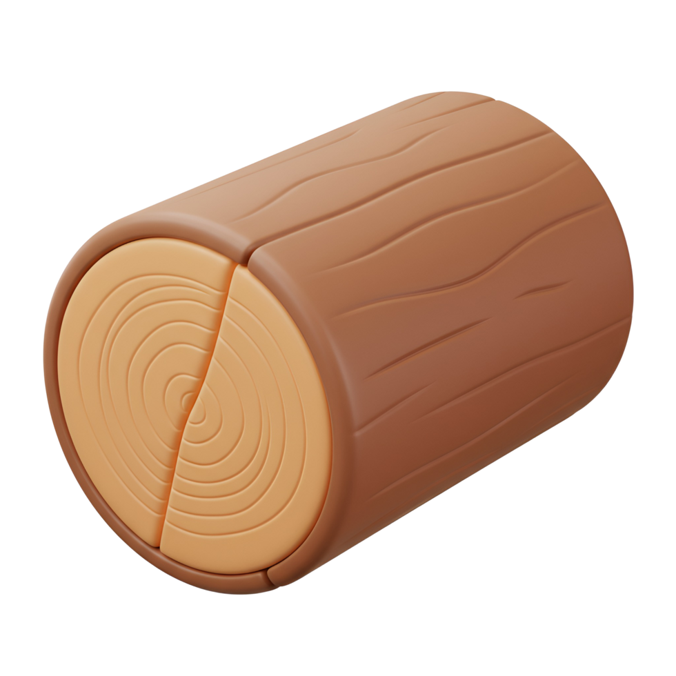 A simple illustration of a cartoon log with rings on a plain and simple background image render transparent background png