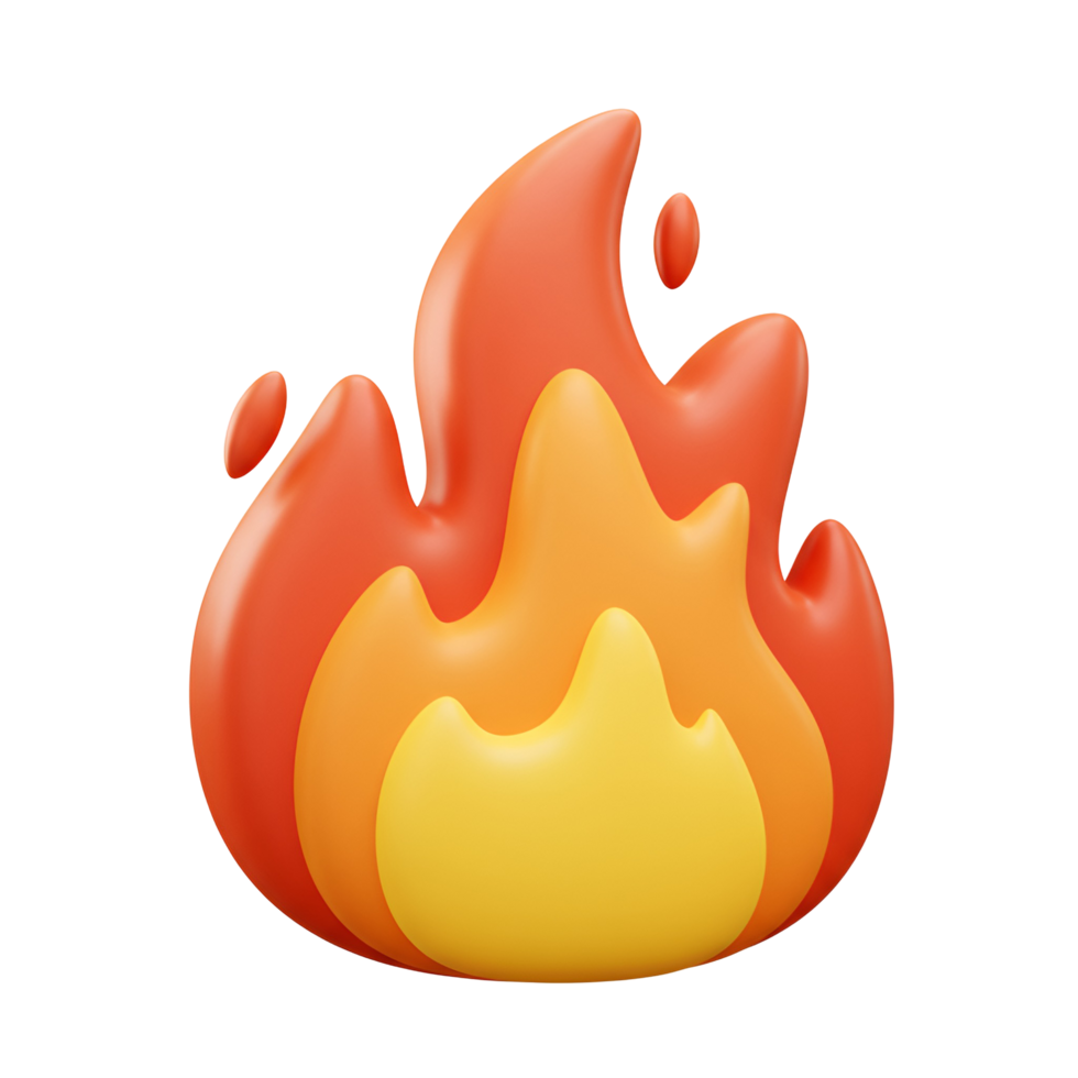 Isolated stylized flame with orange and yellow gradient on a plain background illustration transparent background png