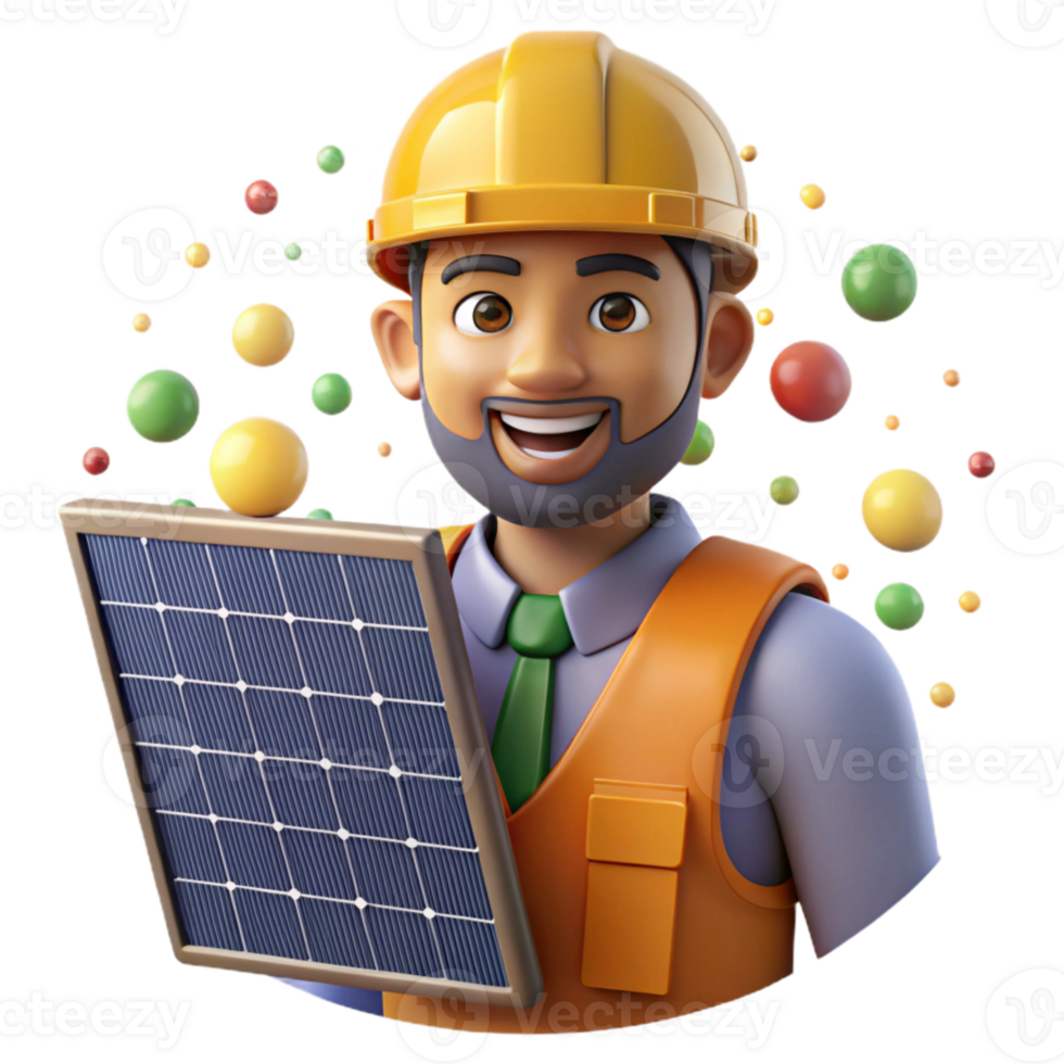 stunning modern Solar Panel Construction Worker Cutout for Occupational Safety genuine png
