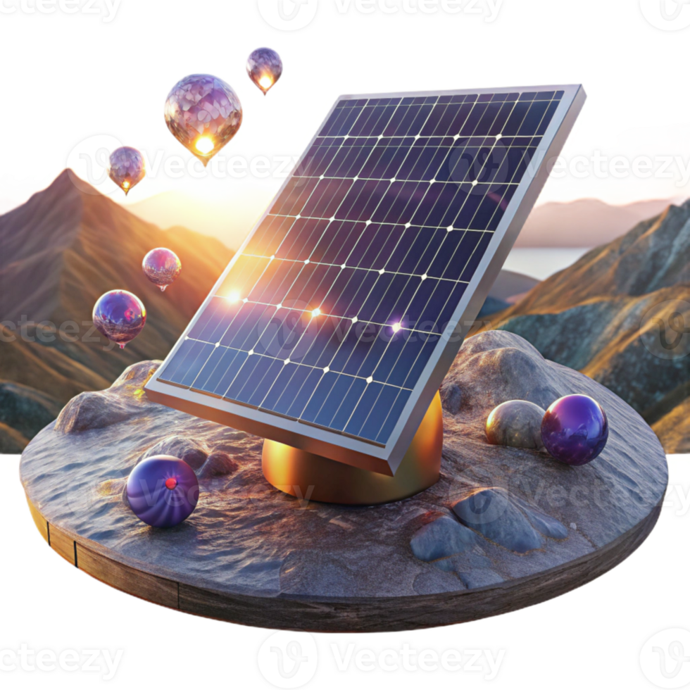 beautiful contemporary Solar Panel at Sunset Transparent for Scenic Landscapes png
