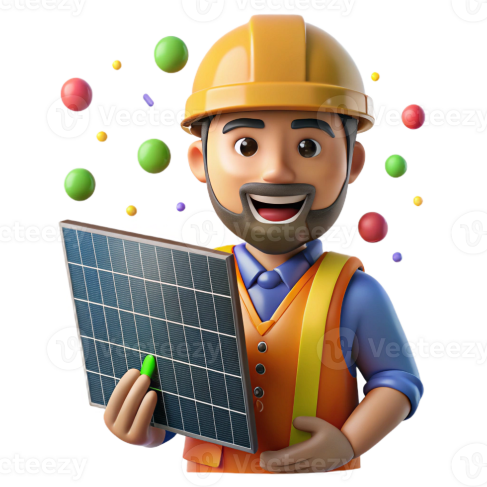 extraordinary contemporary Solar Panel Construction Worker Cutout for Occupational Safety exclusive png