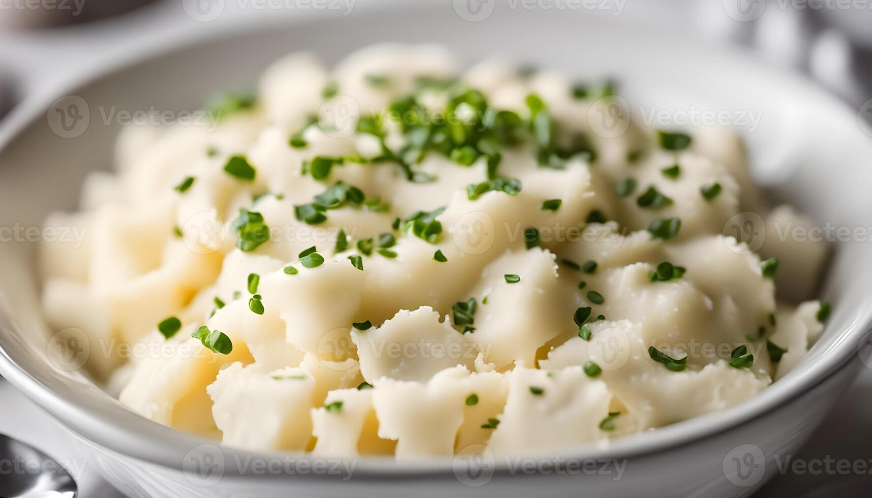 Fresh Homemade Mashed Potatoes against a background photo