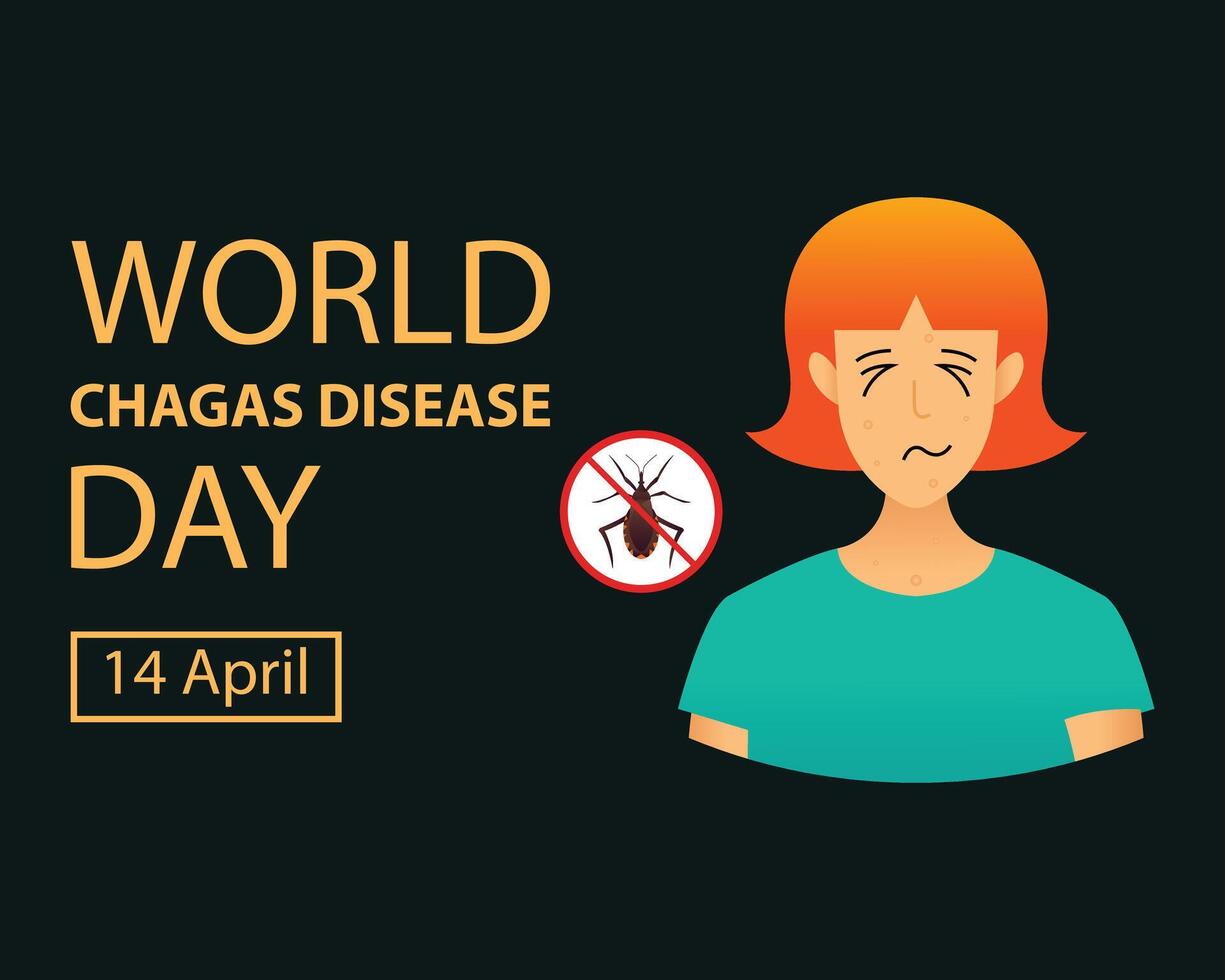illustration graphic of a woman infected with chagas, perfect for international day, world chagas disease day, celebrate, greeting card, etc. vector