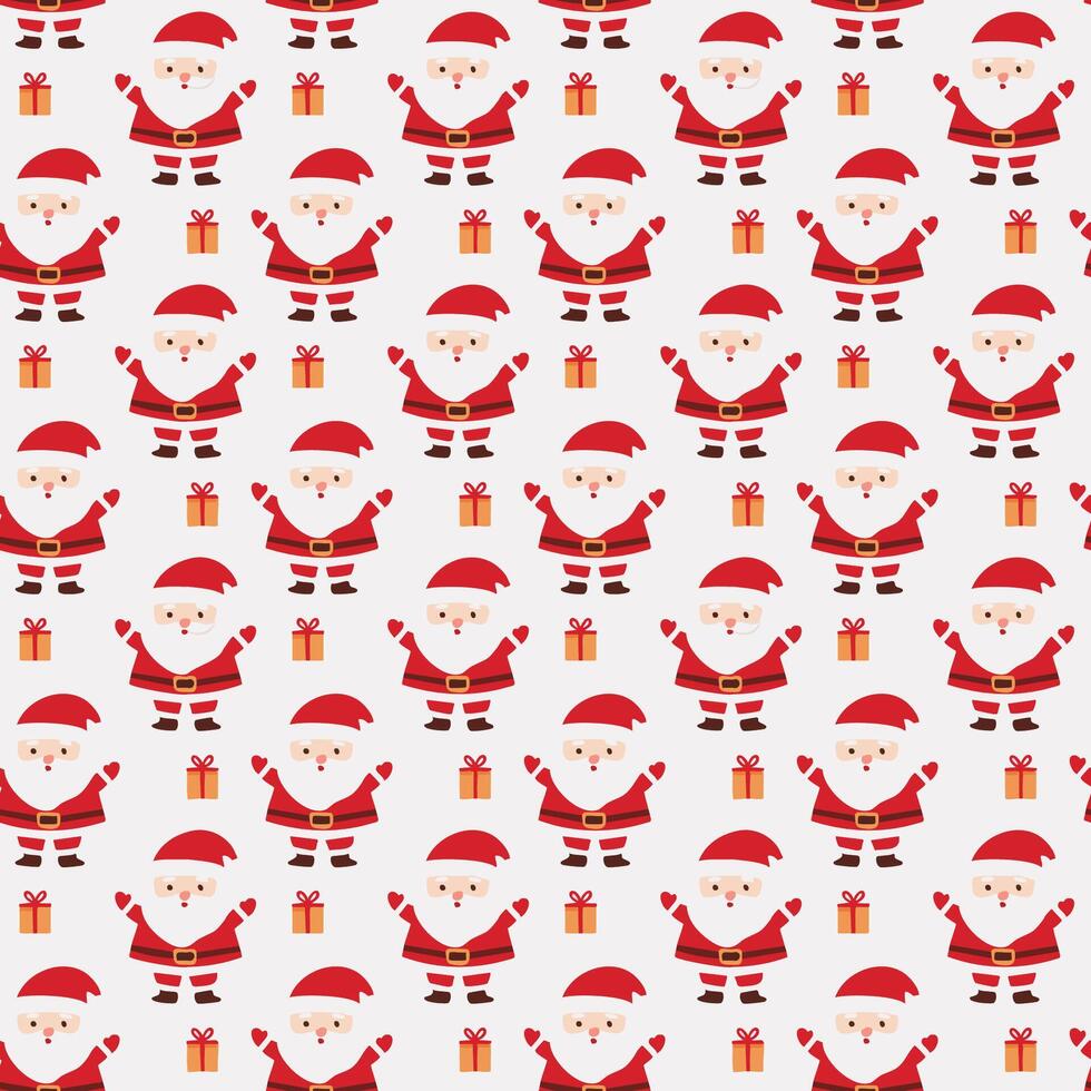 Christmas seamless pattern with santa claus and gifts vector