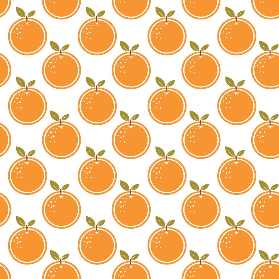 Orange seamless pattern with oranges on white background vector