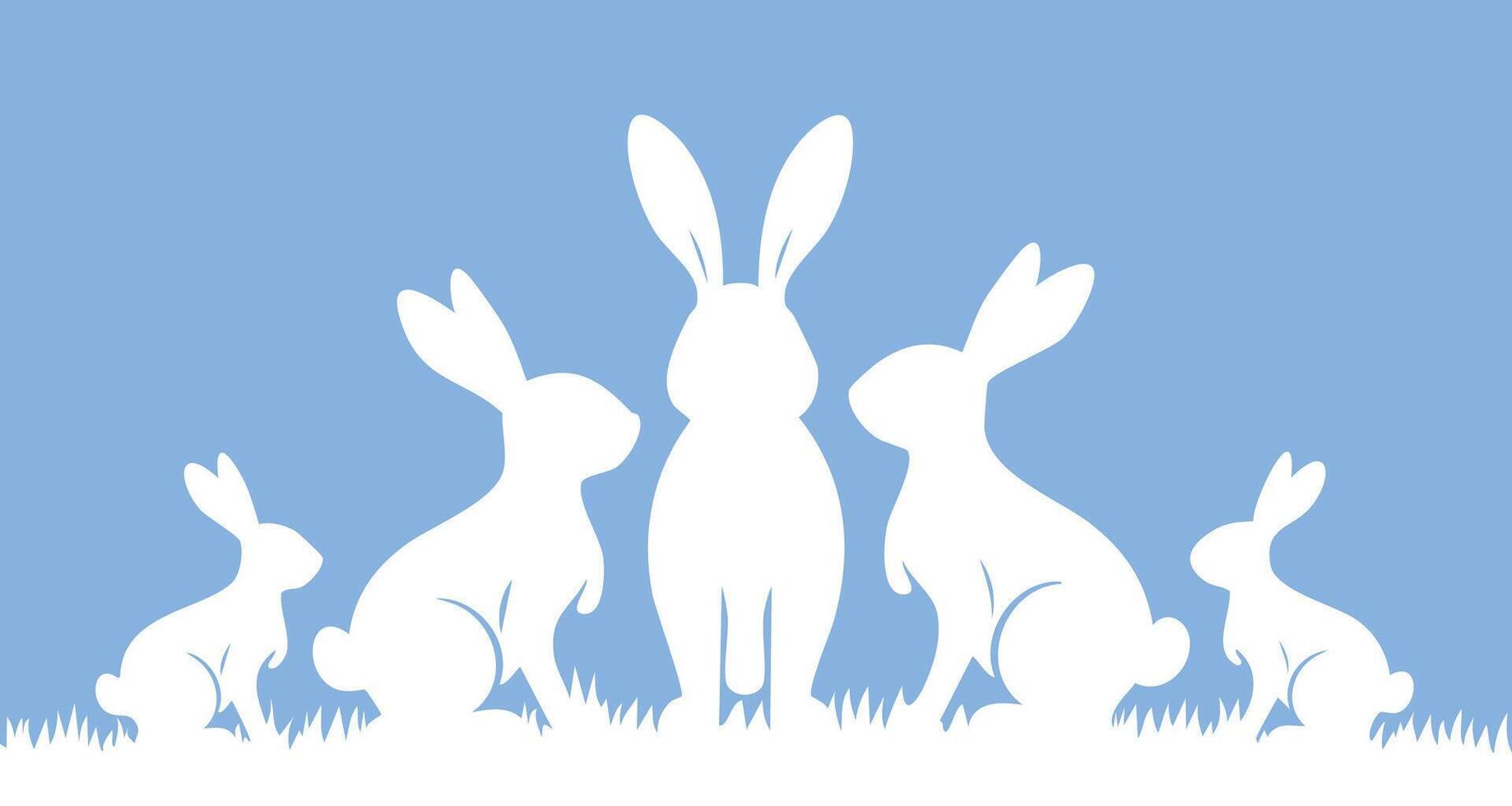 Flat easter bunnies collection isolated design vector