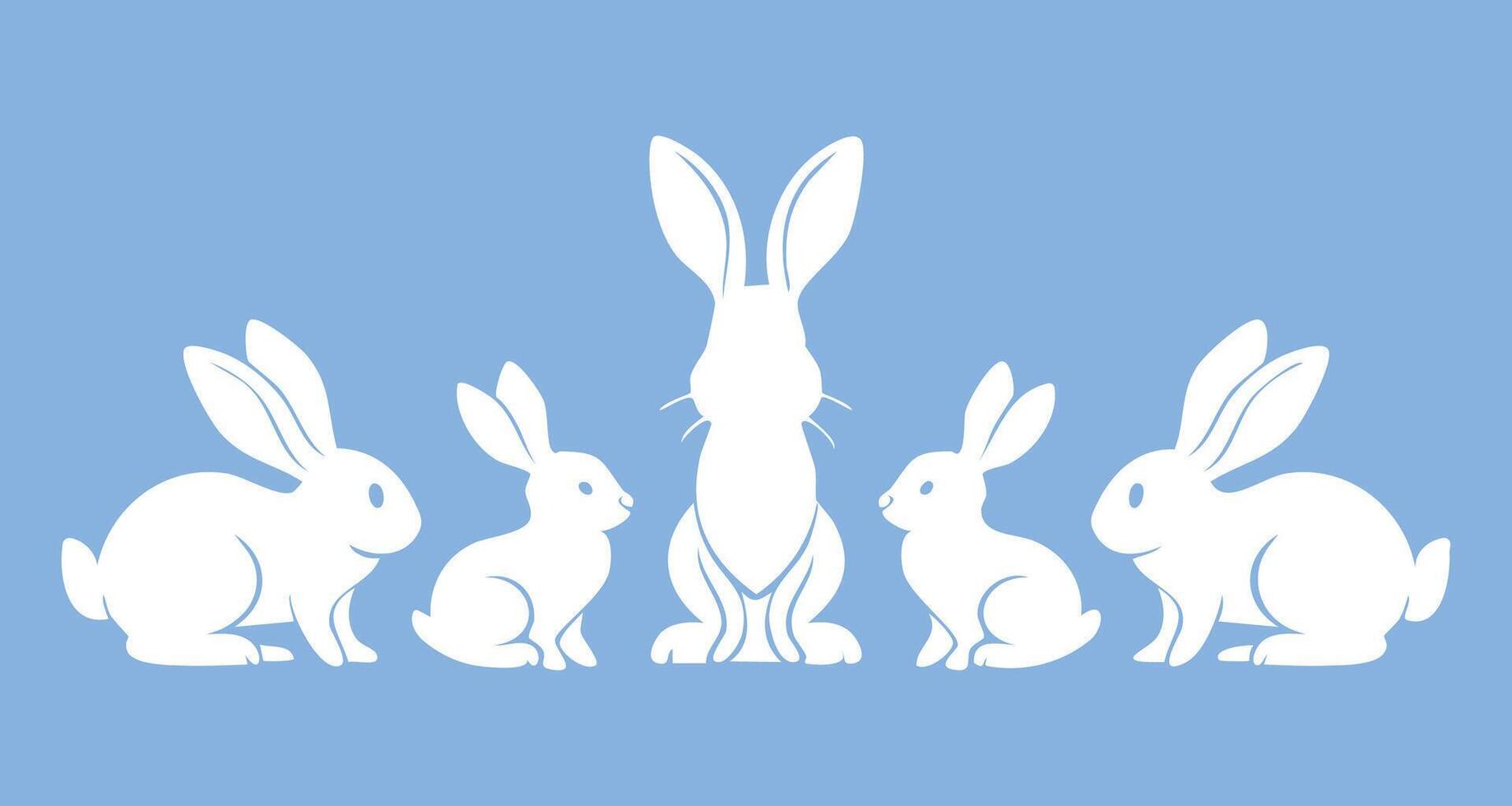 Flat easter bunny silhouette collection design vector