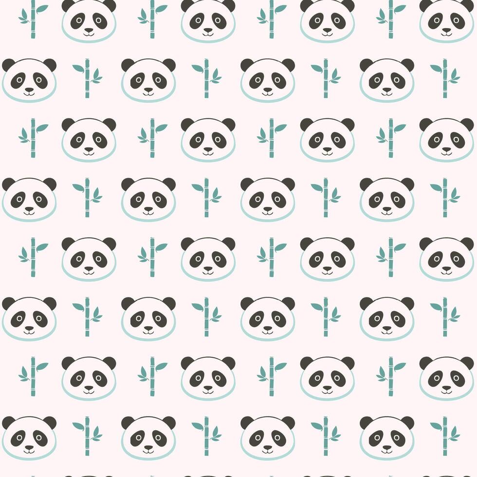 Cute panda with bamboo pattern illustration vector