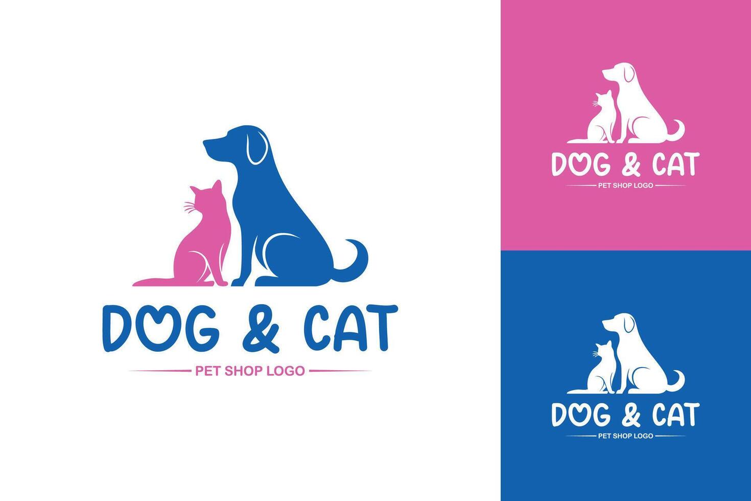 Cat and dog logo template design vector