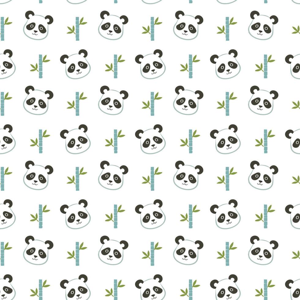 Cute panda pattern background vector