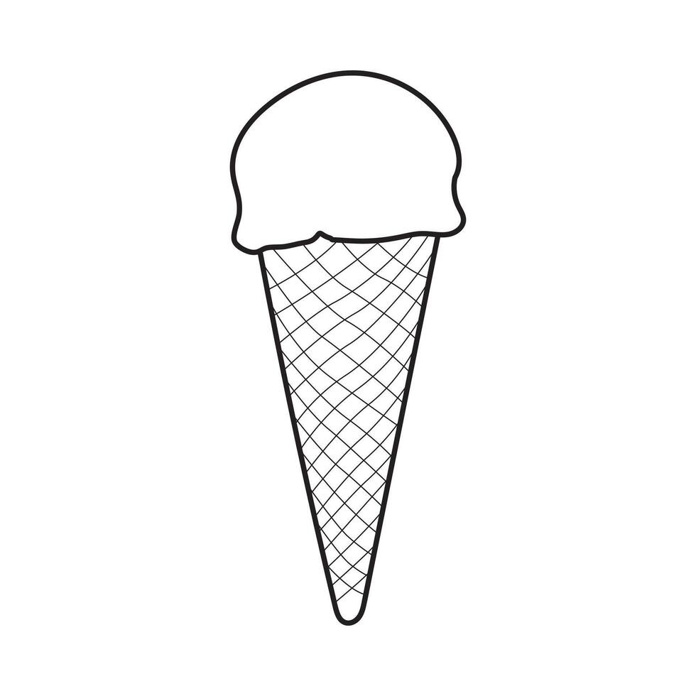 Line art of Ice Cream Cone Illustration vector