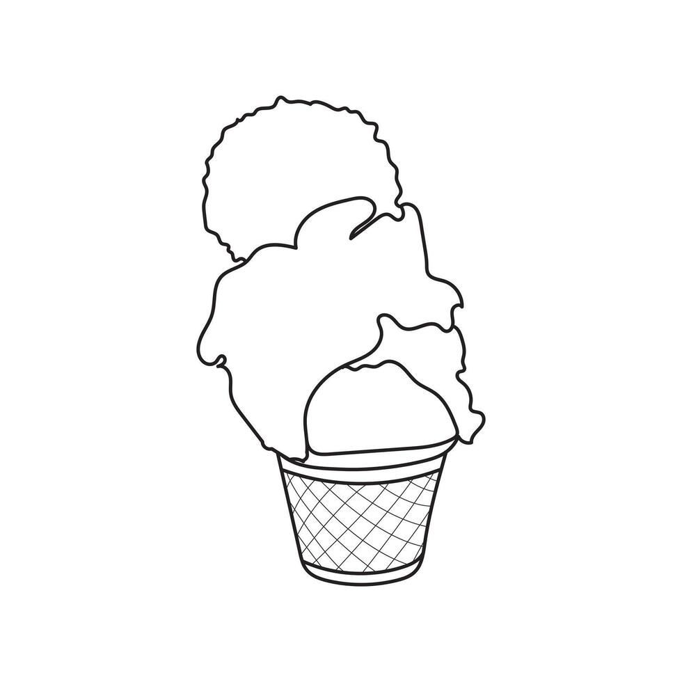 Line art of a cup of ice cream vector