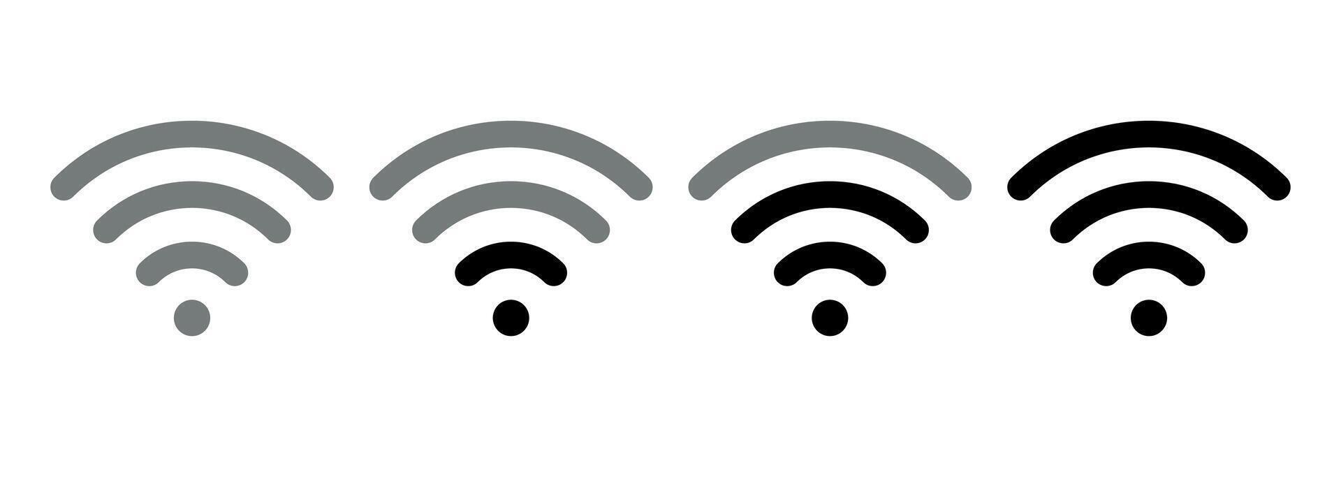 WiFi signal strength indicator fading from weak to strong vector