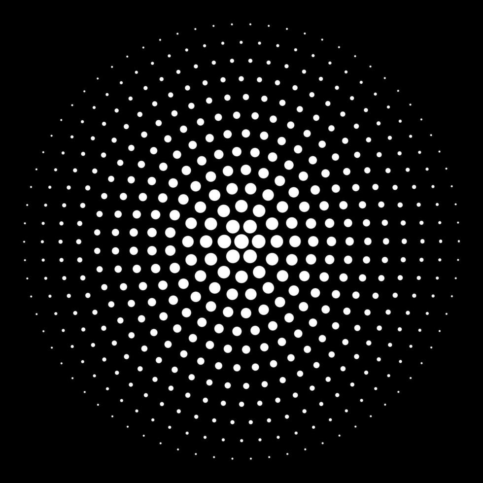 Halftone radial dots forming abstract circular pattern vector