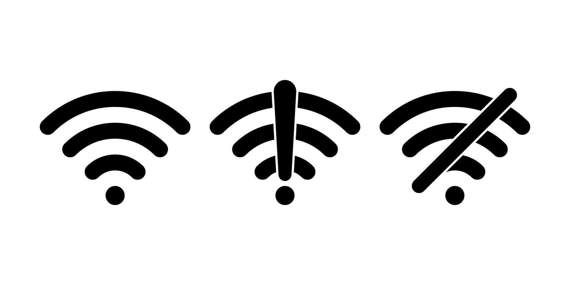 WiFi signal icons with error, lock vector