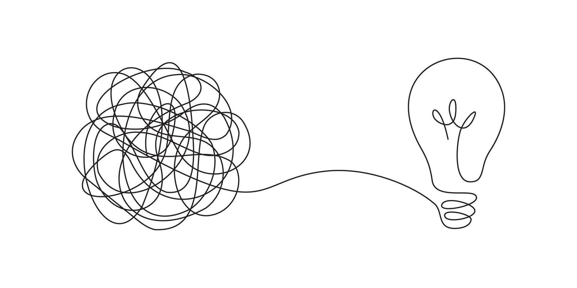Chaos to Idea Concept with Light Bulb Symbol vector