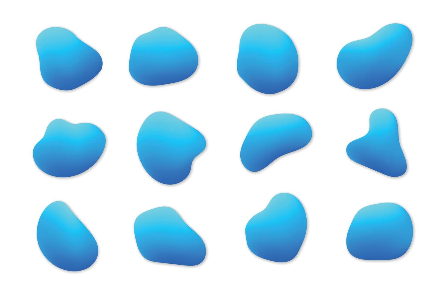 Abstract Blue Gradient Blob Shapes on White Background vector