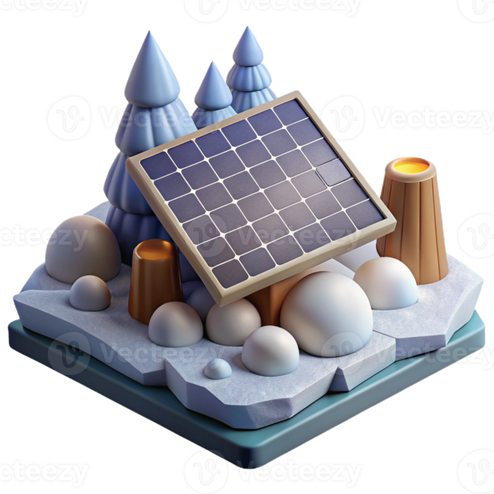 dramatic classic Solar Panel with Snow Transparent for Winter Landscapes png