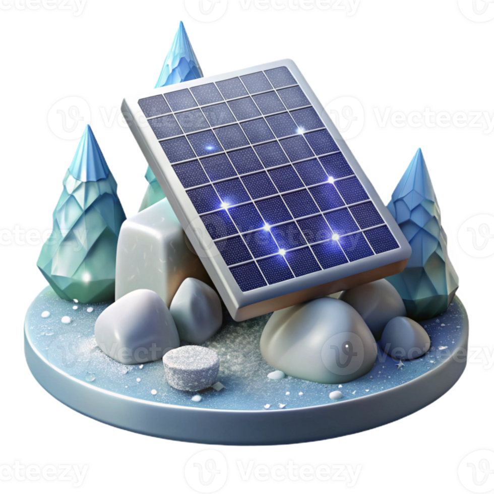elegant artistic Solar Panel with Snow Transparent for Winter Landscapes exclusive png