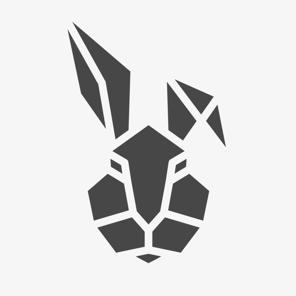 Black icon of rabbit head. Polygonal logo emblem on white background vector
