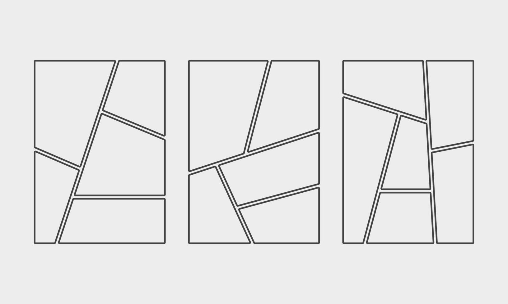 Storyboard layout panel. Empty page frame for comic book. Set of collage grid manga vector