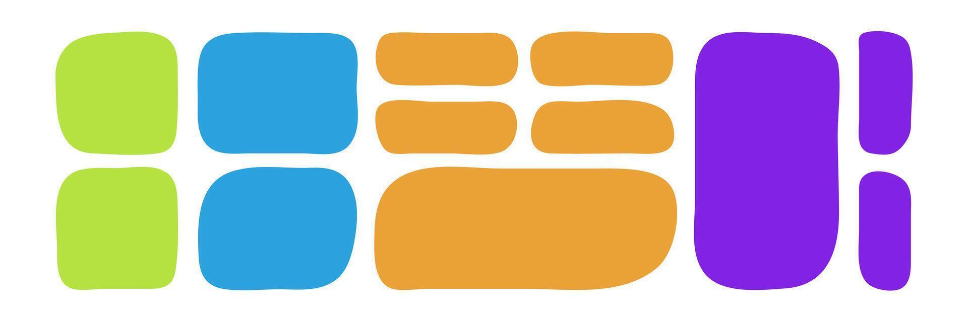 Set of blob shapes color. Asymmetric Bubble Boxes. Abstract freeform notes vector