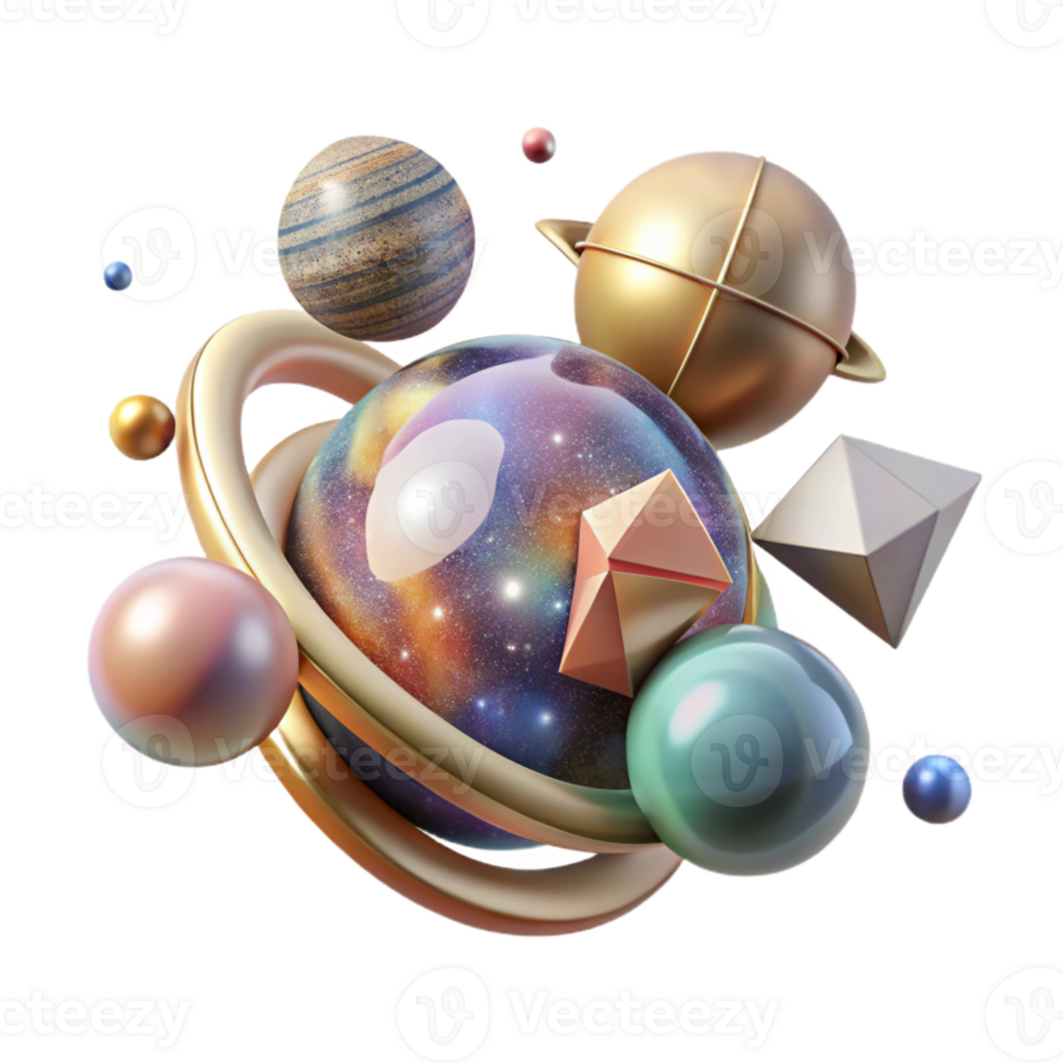 beautiful abstract Solar System Planets Illustration Transparent for Astronomy high resolution png