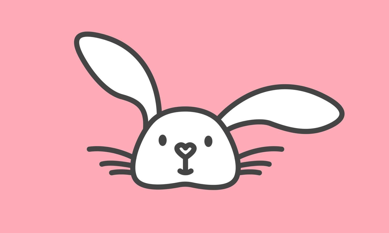 White Bunny Rabbit. Cartoon character, Childish Funny Face vector