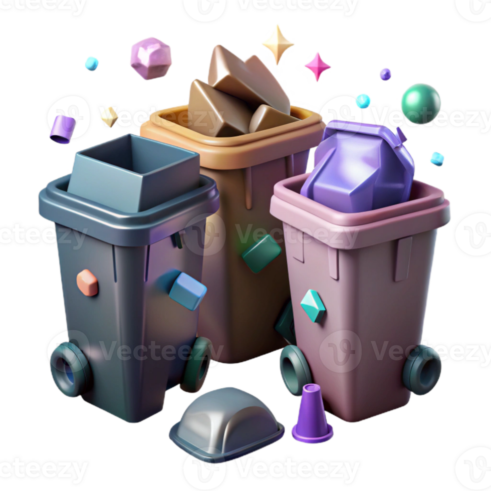 stunning classic Sorted Waste Bins Recycling Compost Trash Isolated high resolution png