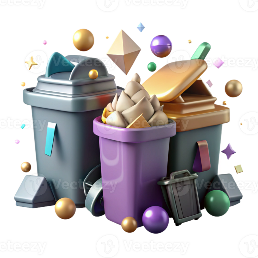 impressive contemporary Sorted Waste Bins Recycling Compost Trash Isolated high quality png