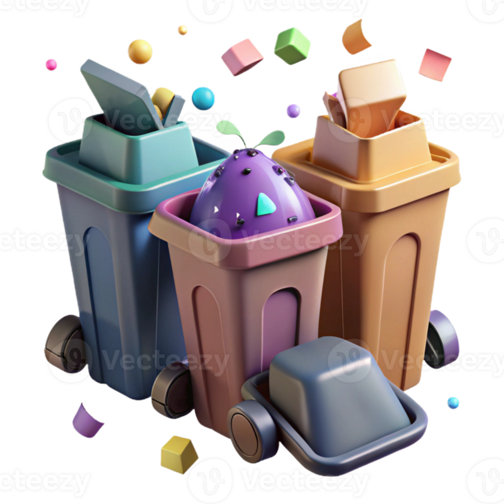 stunning artistic Sorted Waste Bins Recycling Compost Trash Isolated detailed png