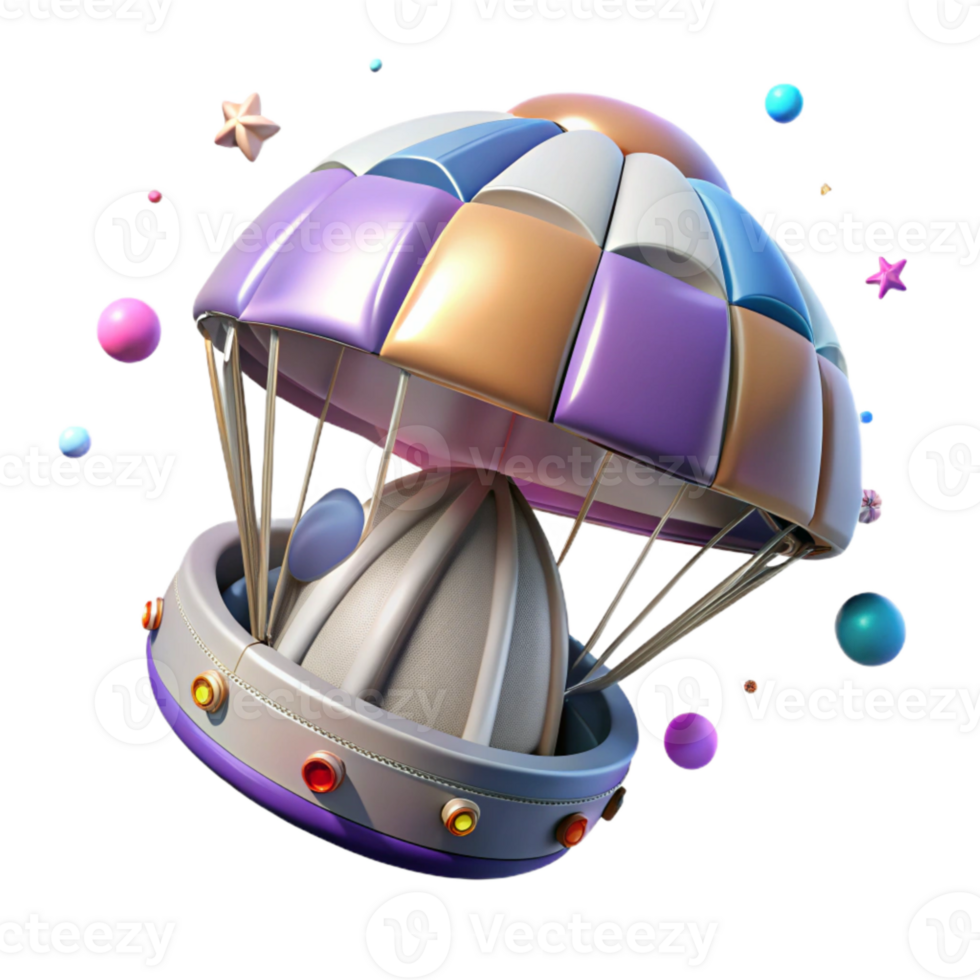serene vintage Space Capsule Parachute Isolated for Reentry Simulations genuine png