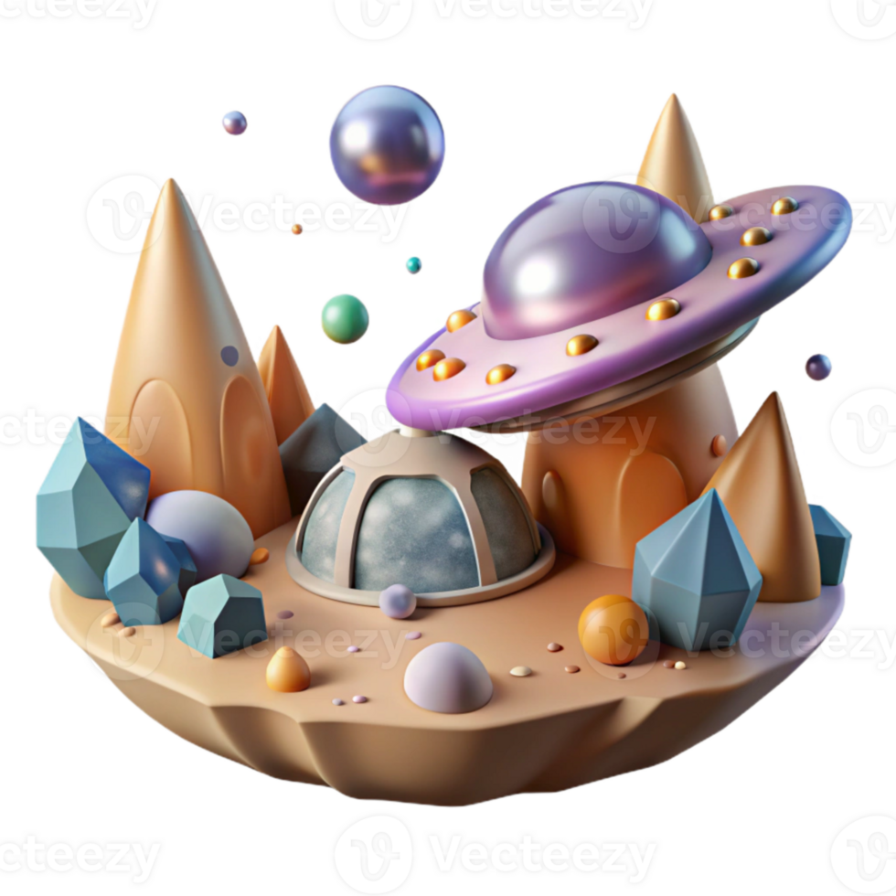 stunning classic Spacecraft Landing Alien Landscape Cutout for Scifi Illustrations professional png