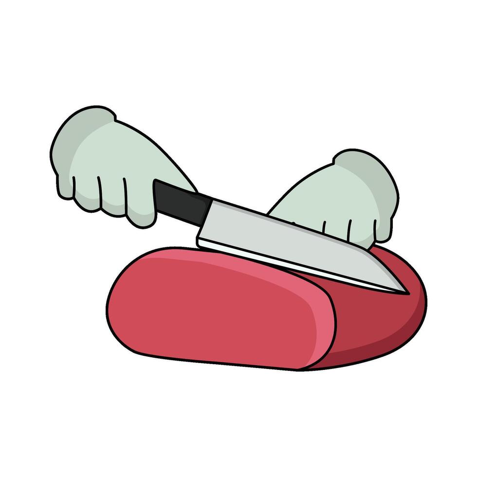 illustration of Butcher cutting meat vector