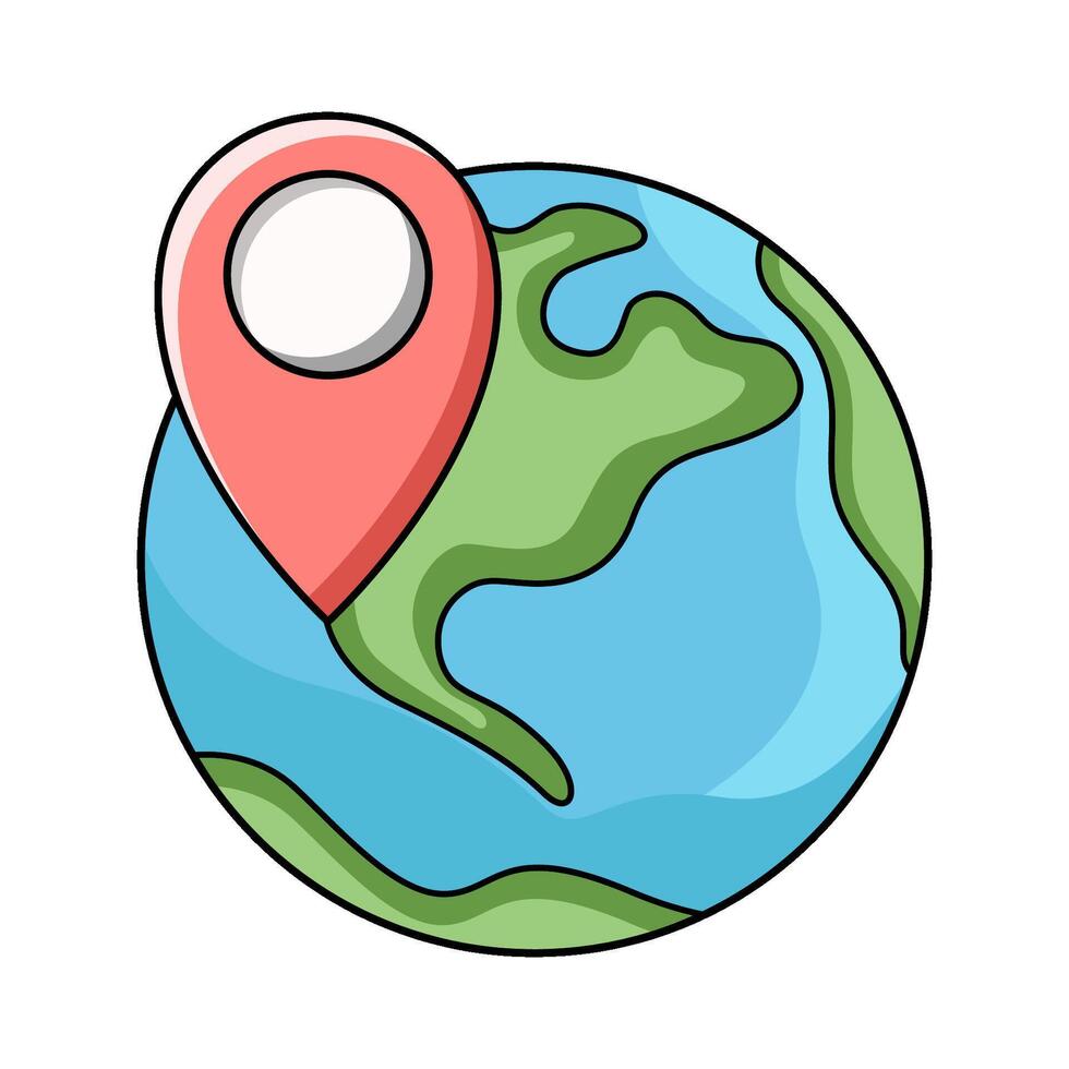 Globe with location pin vector