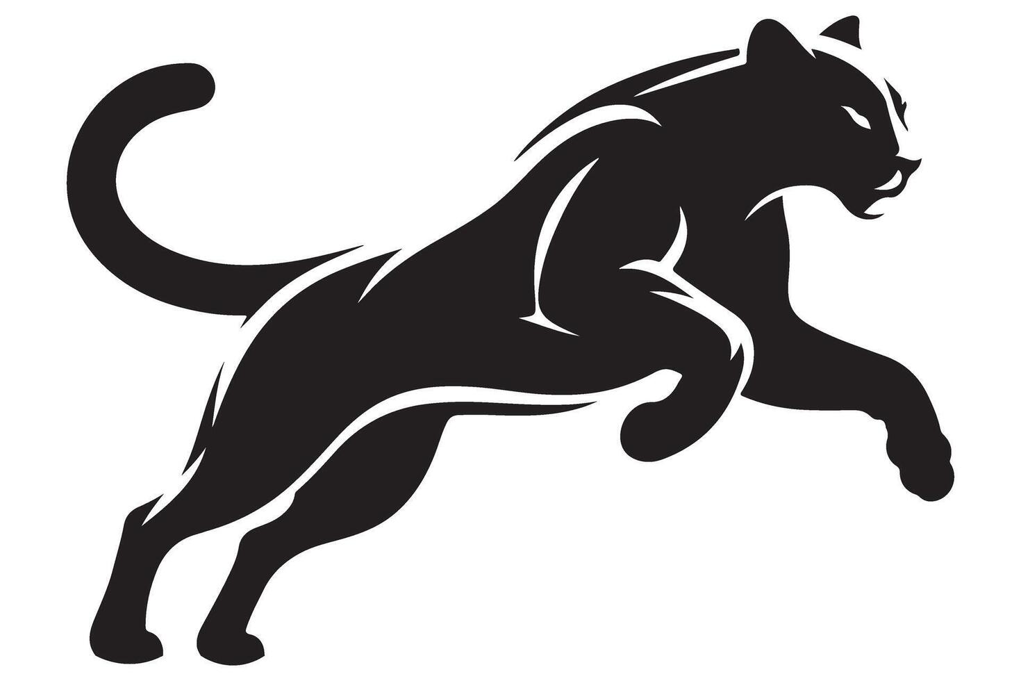 Powerful Black Panther Leaping Illustration for Graphic Design Projects vector