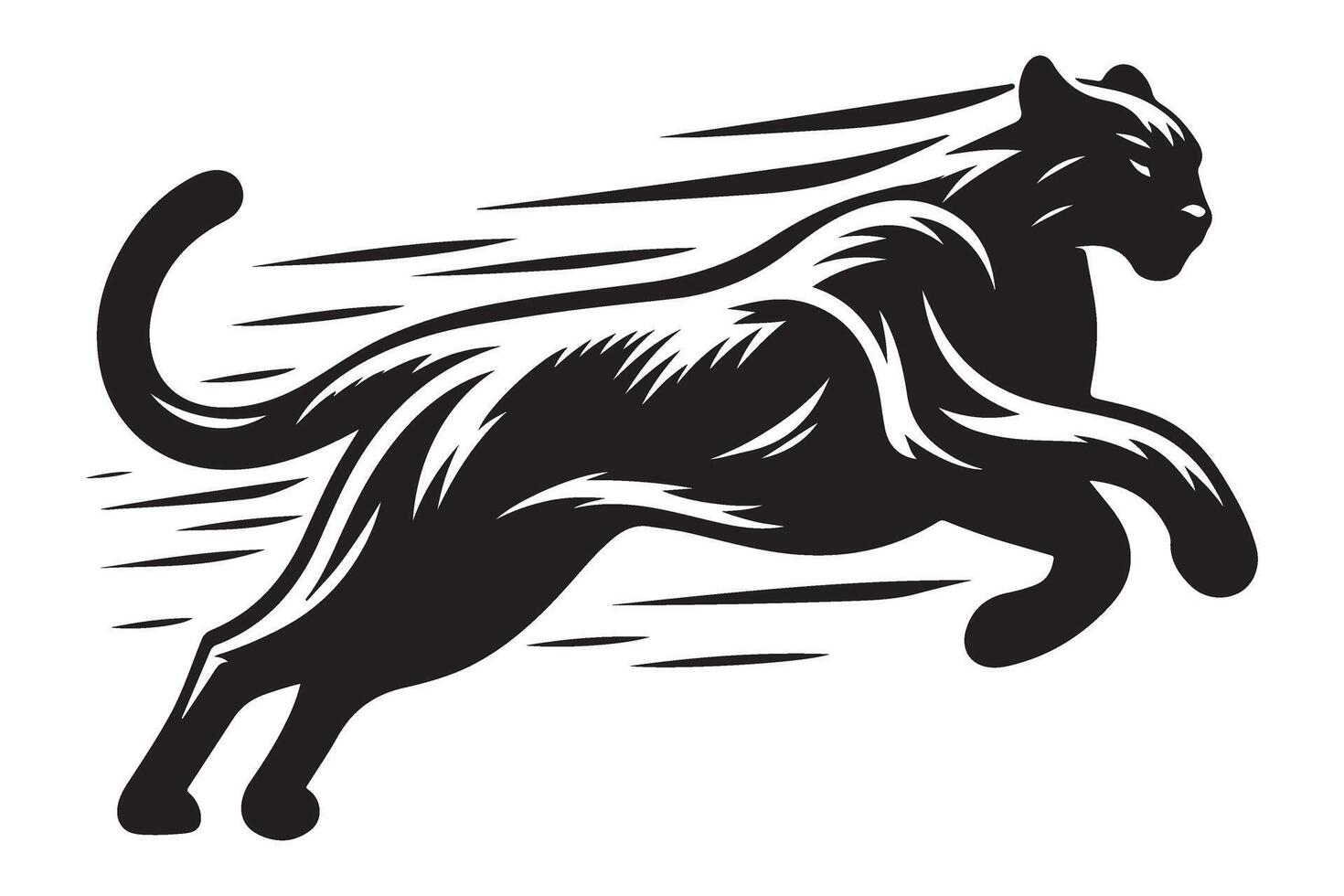 Silhouette Panther Illustration Fast Moving Animal Graphic vector
