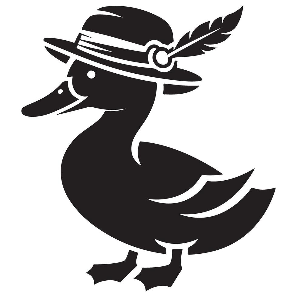 Stylish Duck with Hat Image Whimsical Bird Illustration vector