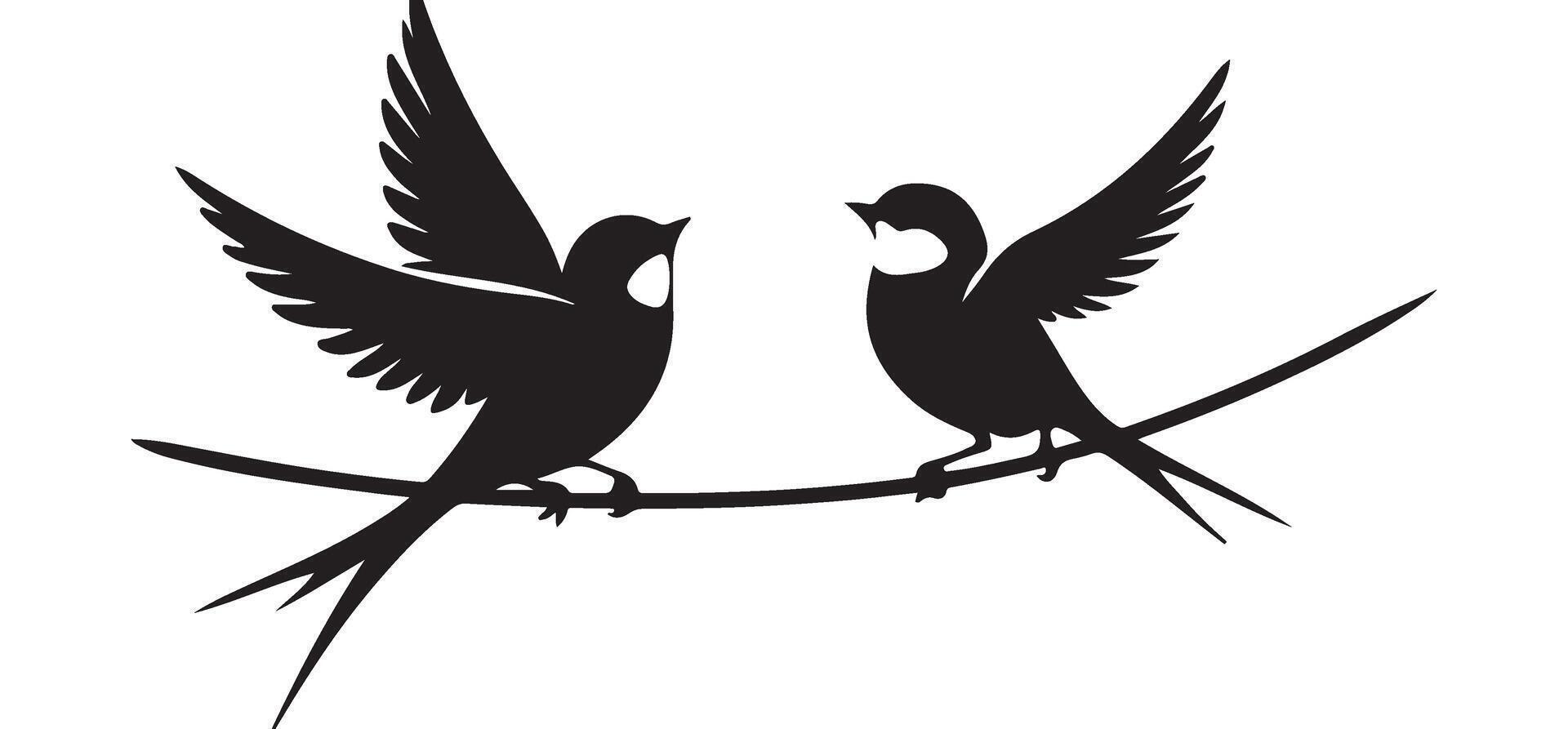 Two Swallows Facing Each Other Silhouette Illustration of Connection and Harmony vector