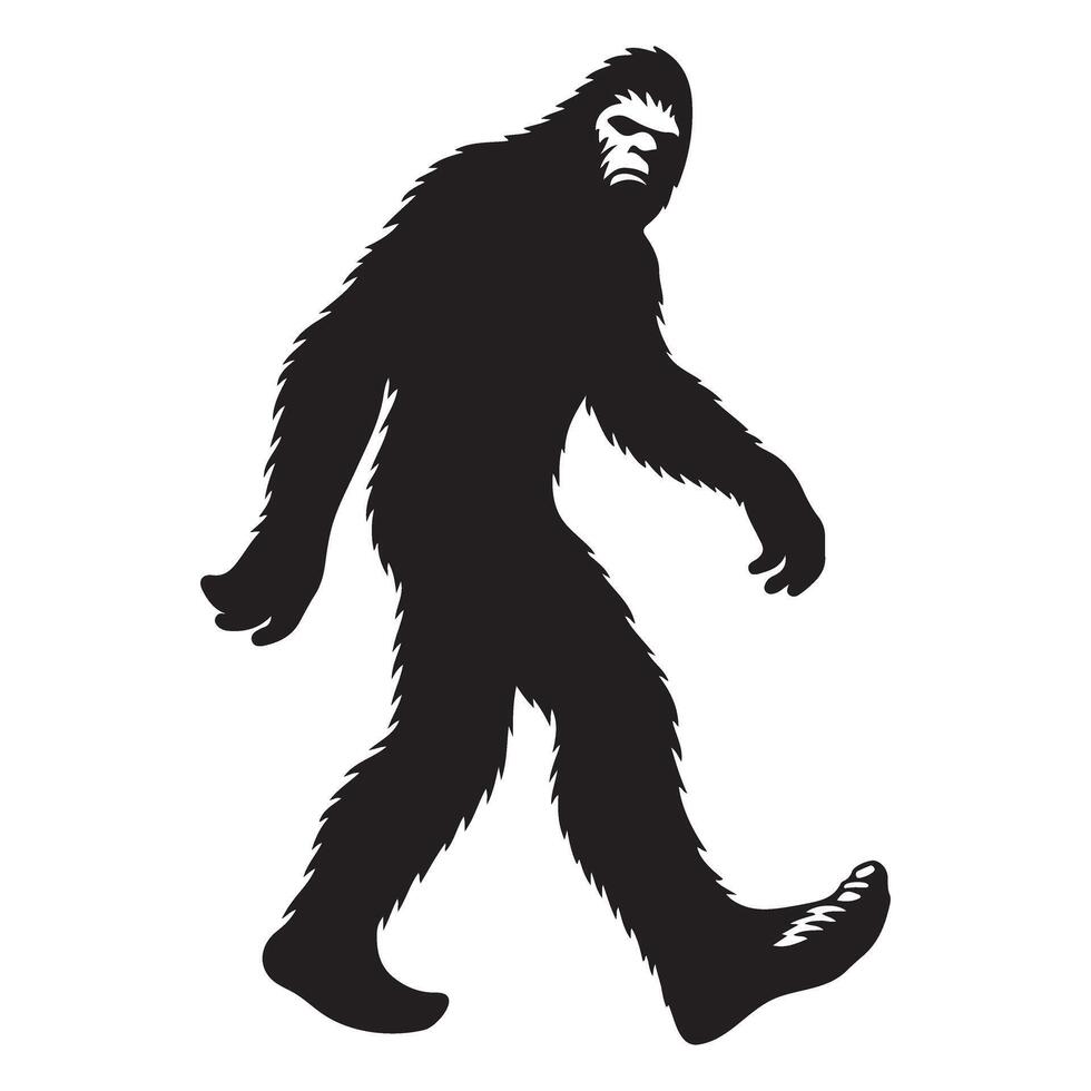 Bigfoot Silhouette Strolling Cryptid Creature Illustration Sasquatch Art vector