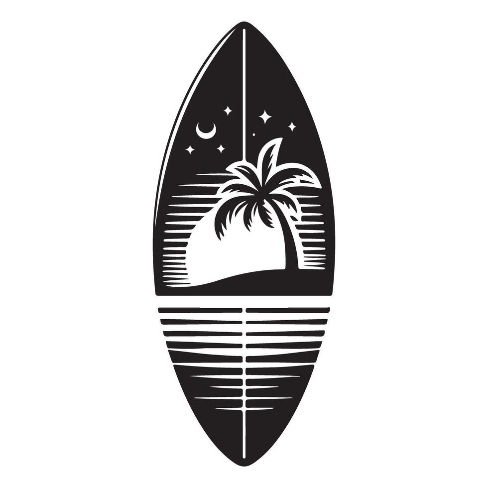 Tropical Surfboard Art Illustration for Beach and Summer Vibes vector
