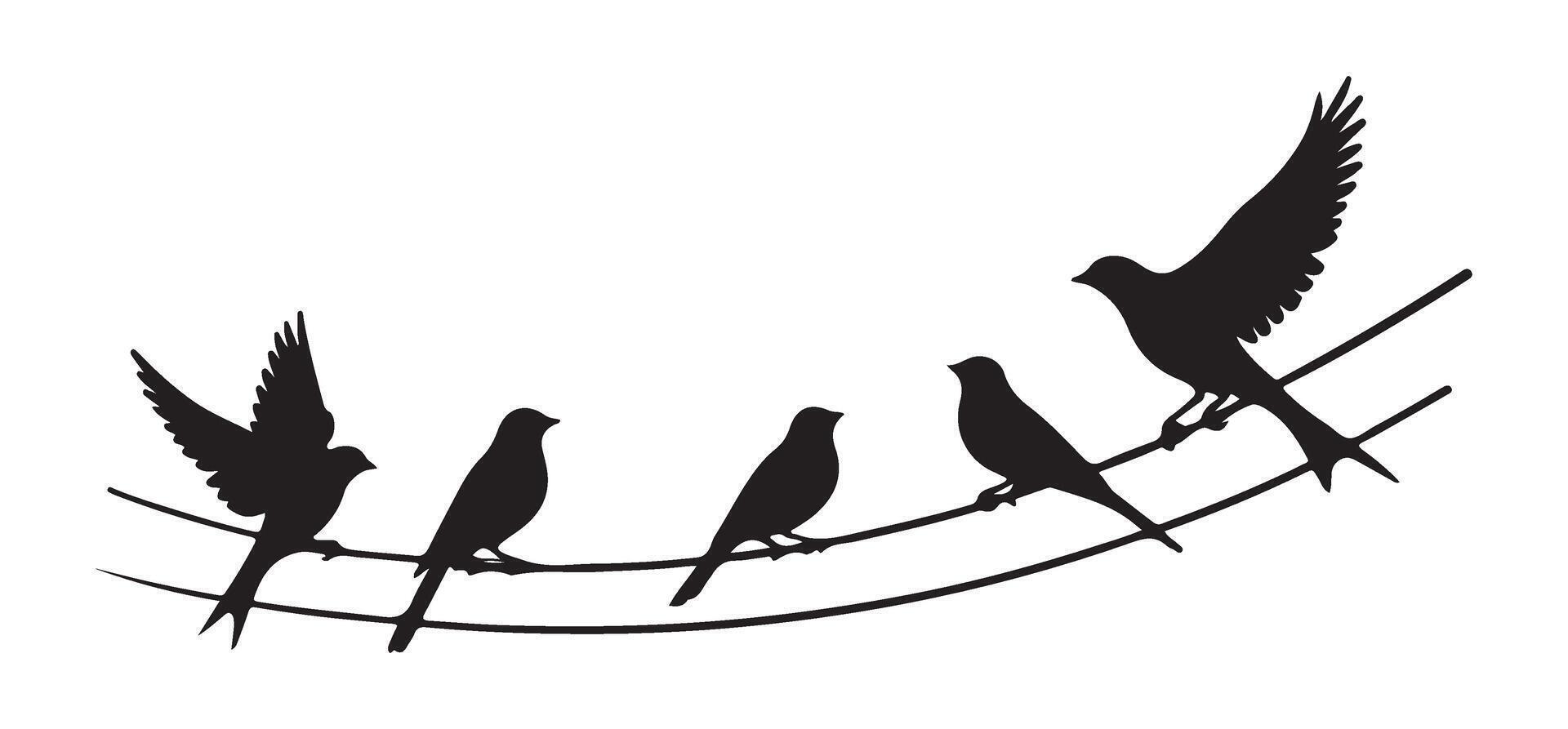 Birds on a Wire Illustration Depicting Freedom and Nature vector