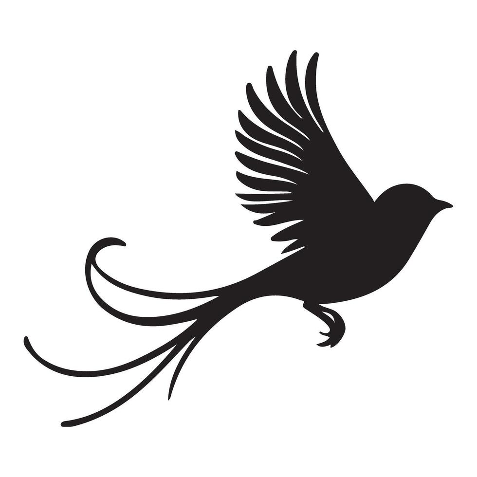 Exotic Bird Illustration Showcasing Flight and Graceful Tail vector