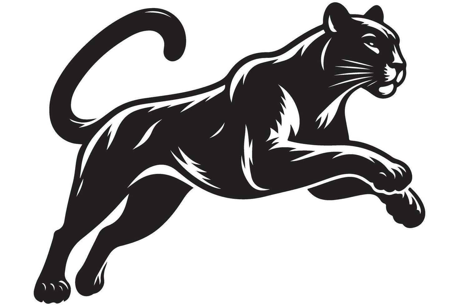 Black panther silhouette illustration powerful and agile animal design vector