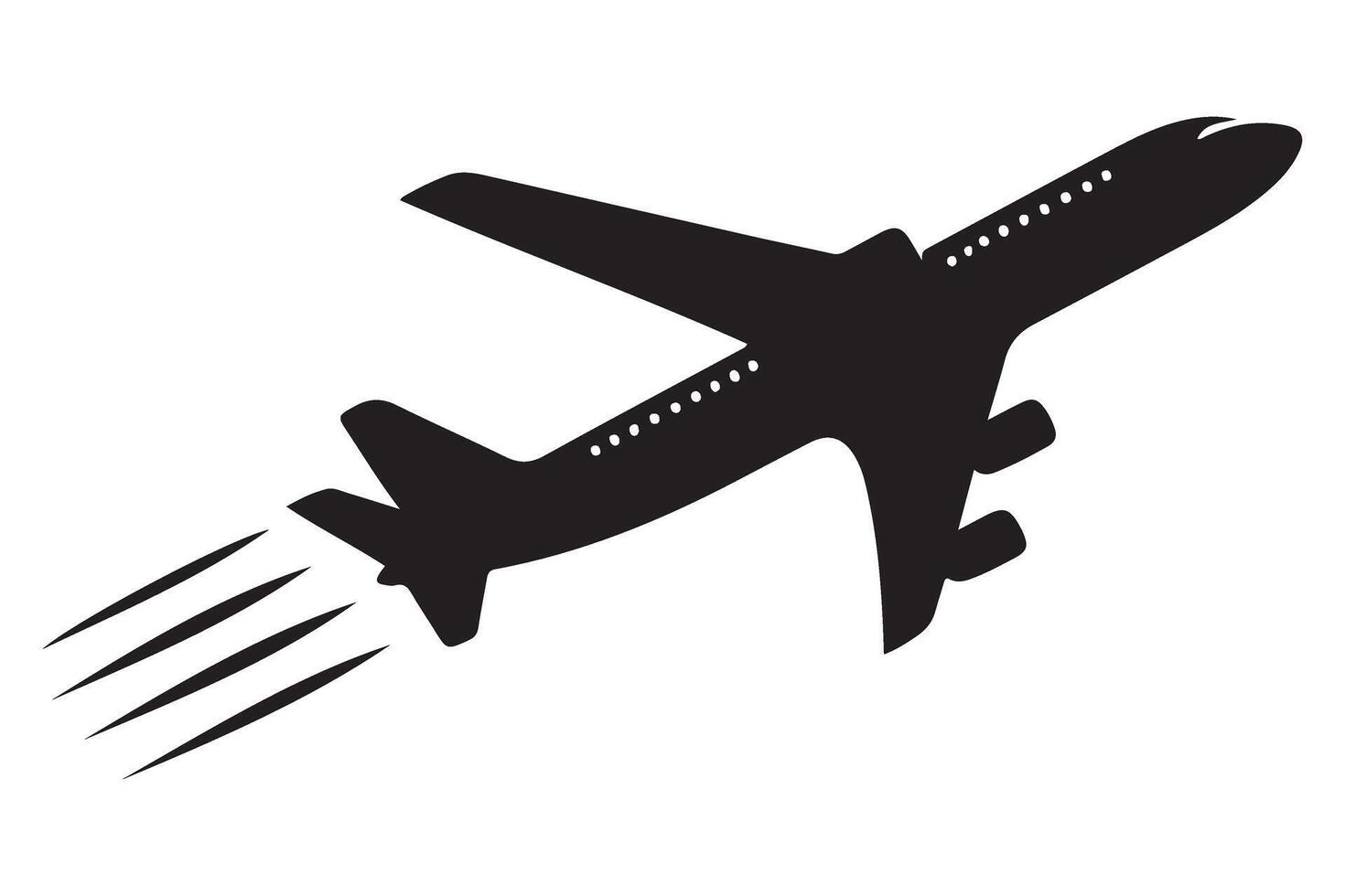 Airplane silhouette illustration soaring through sky journey design vector