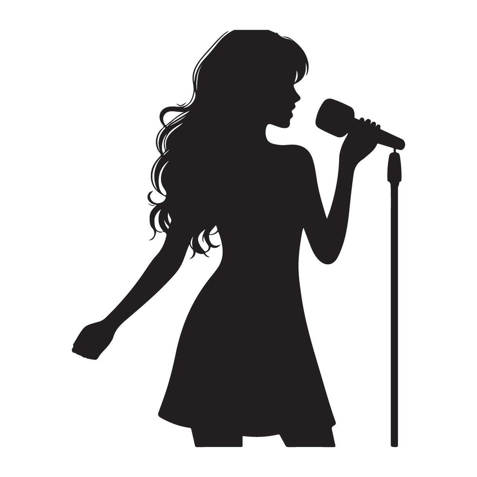 Singer Silhouette Holding Microphone Illustration for Music Events vector