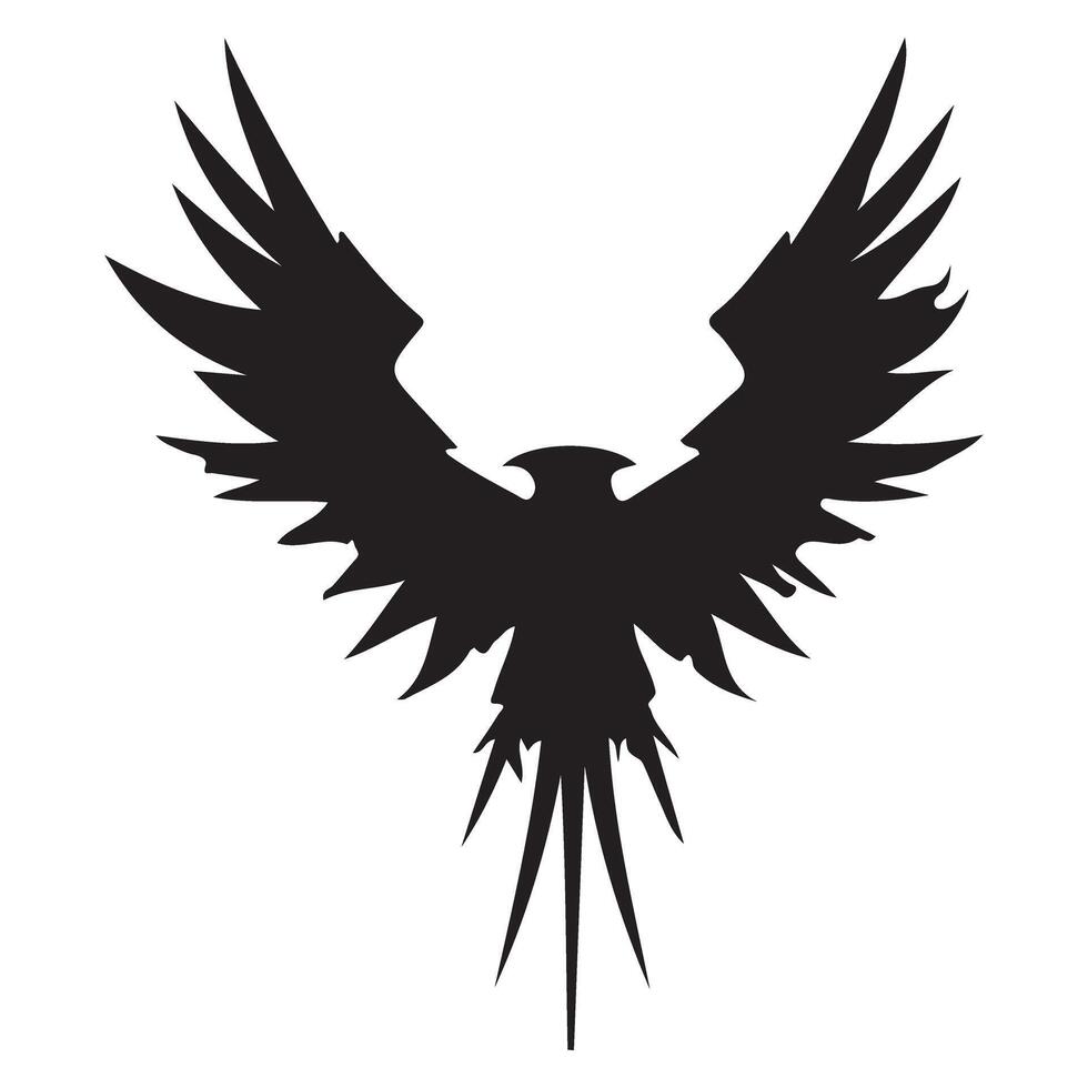 Phoenix Silhouette Illustration Symbolizing Rebirth and Transformation Powerfully vector